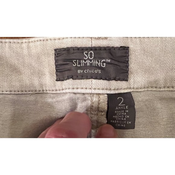 Chico’s So Slimming beige cotton denim pants size 2 ankle length - Picture 5 of 9